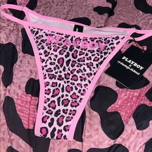 Pink Leopard Print Playboy x Missguided Bikini Bottom